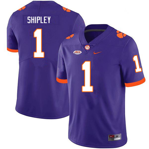 Men #1 Will Shipley Clemson Tigers College Football Jerseys Sale-Purple